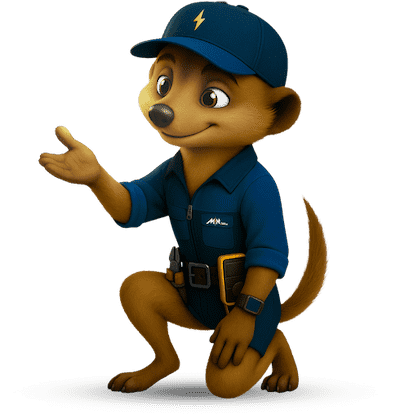 Mascotte Spark représentant un électricien professionnel